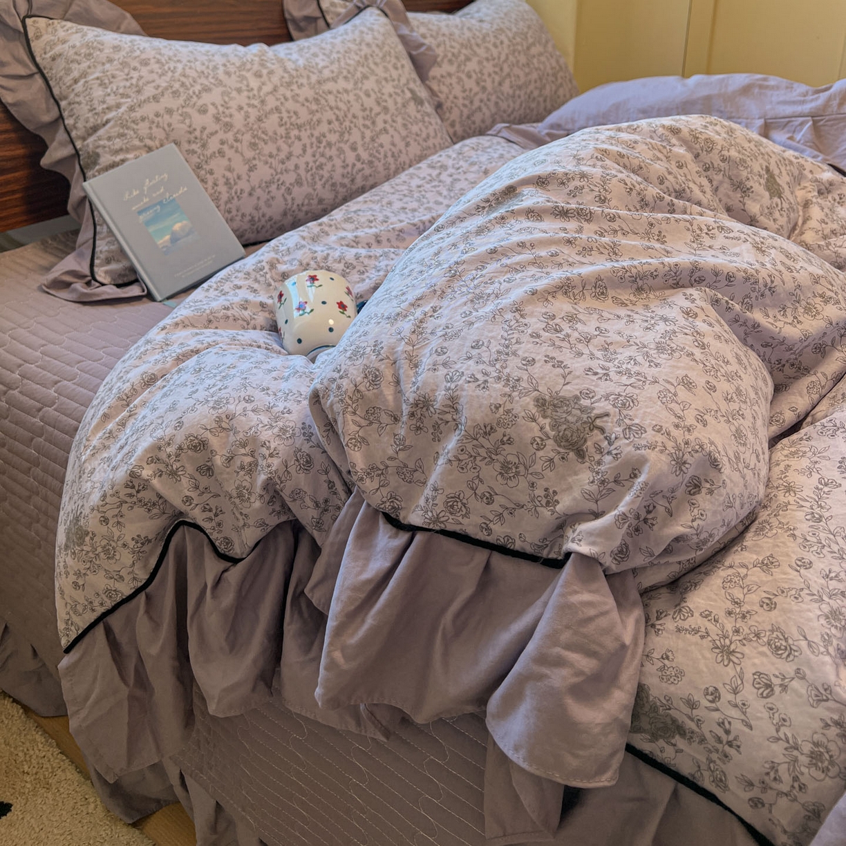 91家纺网 家纺一手货源 找家纺 美梦家纺 2025新款亲肤舒适高克重云感棉床盖四件套 巴洛克之恋·灰