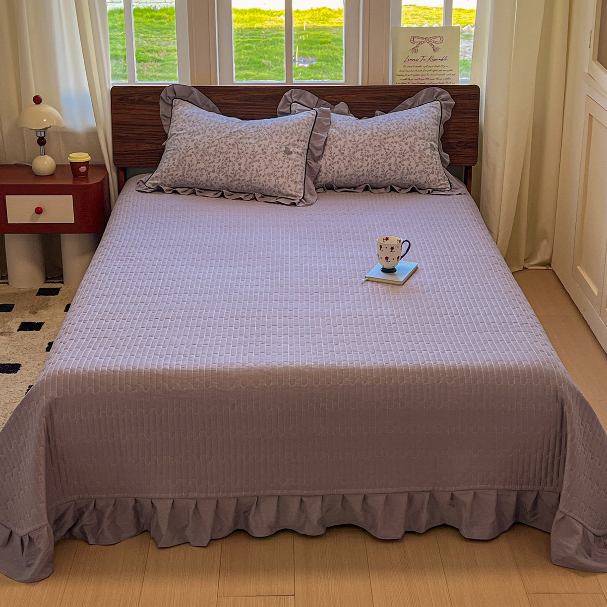 91家纺网 家纺一手货源 找家纺 美梦家纺 2025新款亲肤舒适高克重云感棉床盖四件套 巴洛克之恋·灰