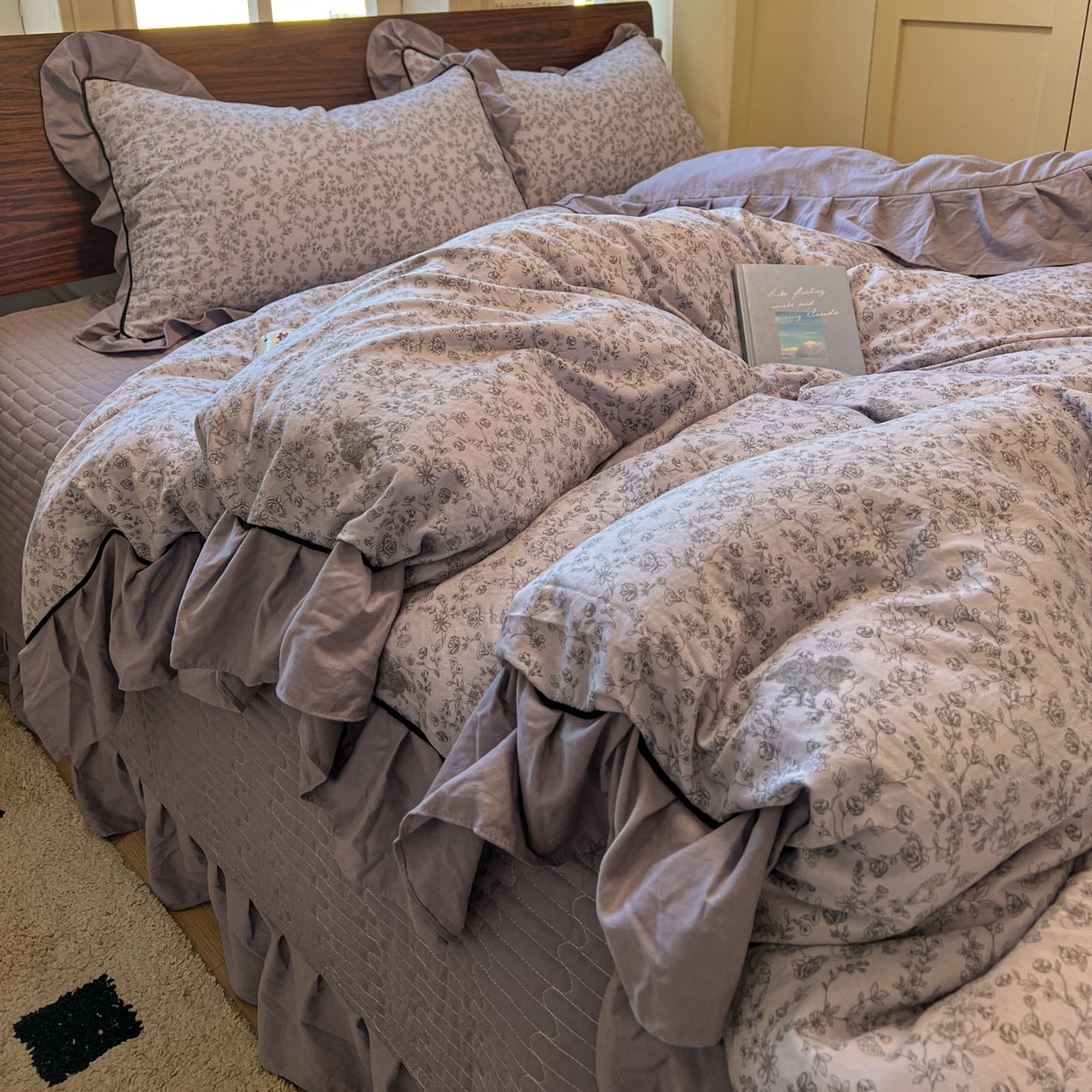 91家纺网 家纺一手货源 找家纺 美梦家纺 2025新款亲肤舒适高克重云感棉床盖四件套 巴洛克之恋·灰