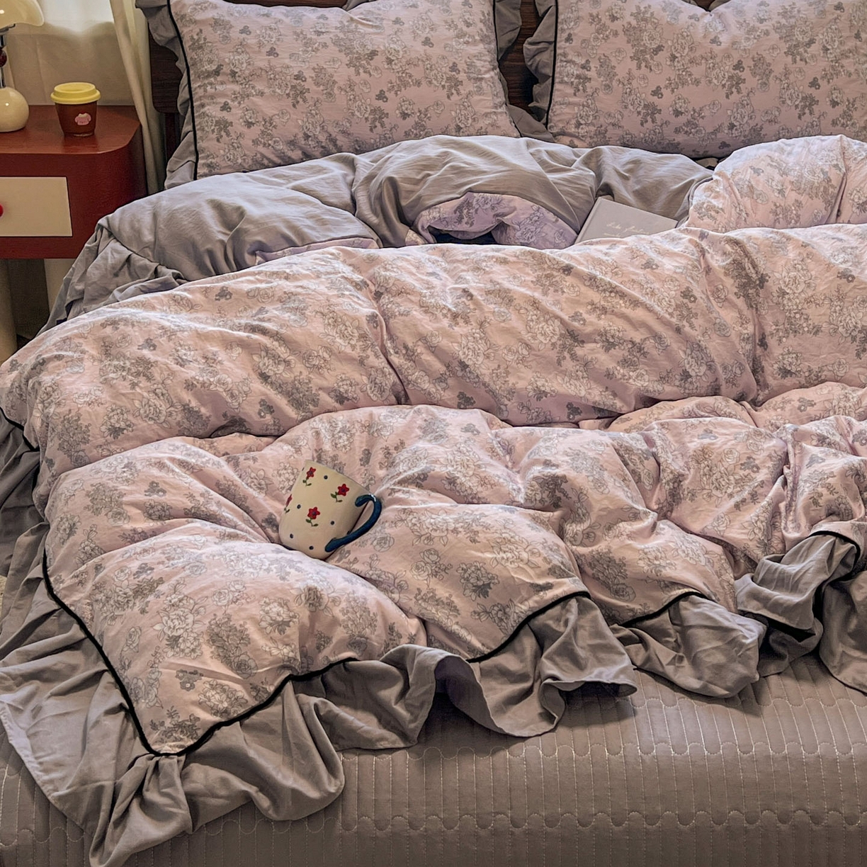 美梦家纺 2025新款亲肤舒适高克重云感棉床盖四件套 法式情怀·蓝