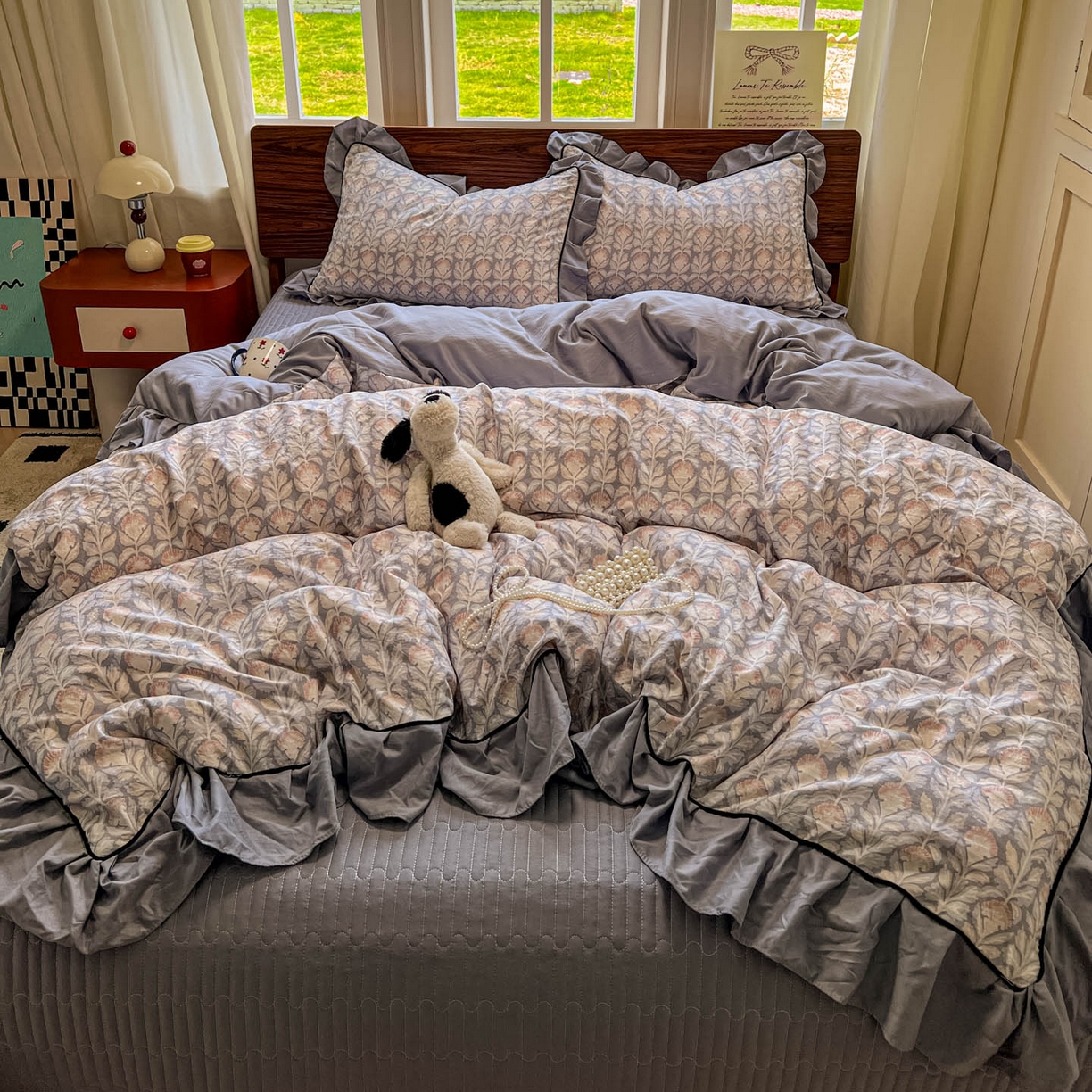 91家纺网 家纺一手货源 找家纺 美梦家纺 2025新款亲肤舒适高克重云感棉床盖四件套 梵克·灰