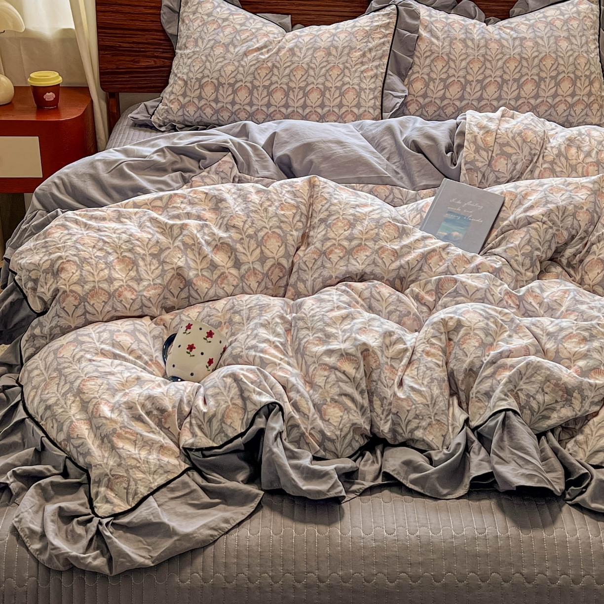 91家纺网 家纺一手货源 找家纺 美梦家纺 2025新款亲肤舒适高克重云感棉床盖四件套 梵克·灰