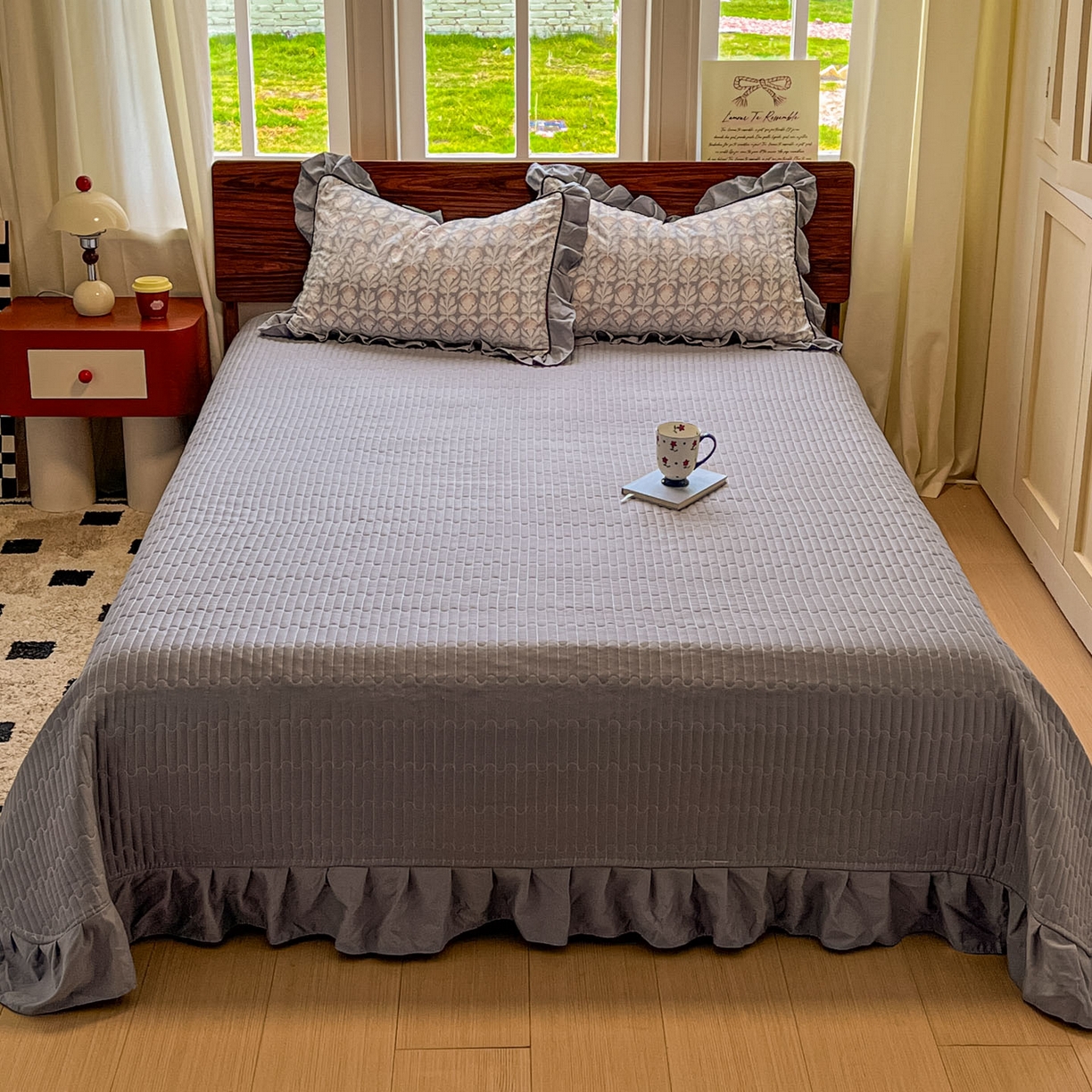 91家纺网 家纺一手货源 找家纺 美梦家纺 2025新款亲肤舒适高克重云感棉床盖四件套 梵克·灰