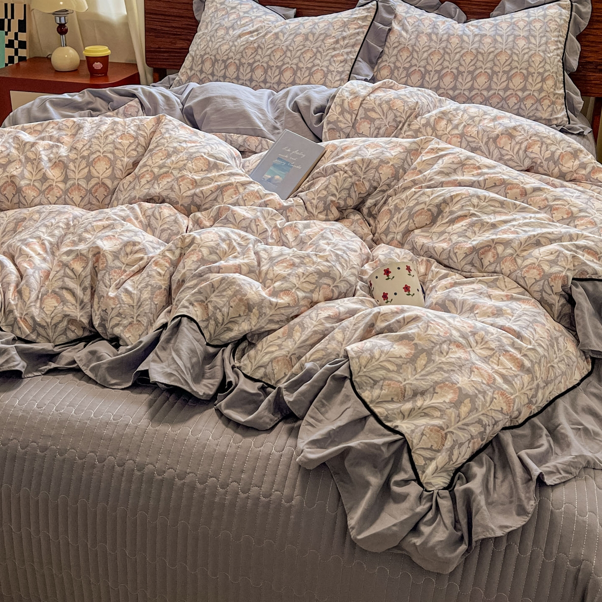 91家纺网 家纺一手货源 找家纺 美梦家纺 2025新款亲肤舒适高克重云感棉床盖四件套 梵克·灰