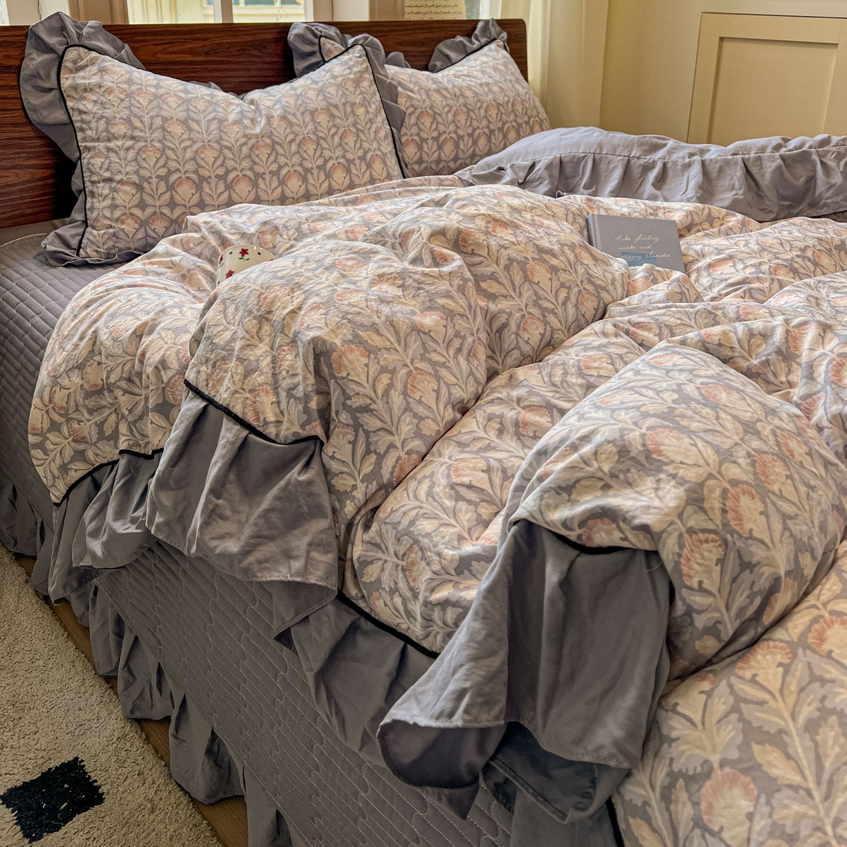 91家纺网 家纺一手货源 找家纺 美梦家纺 2025新款亲肤舒适高克重云感棉床盖四件套 梵克·灰