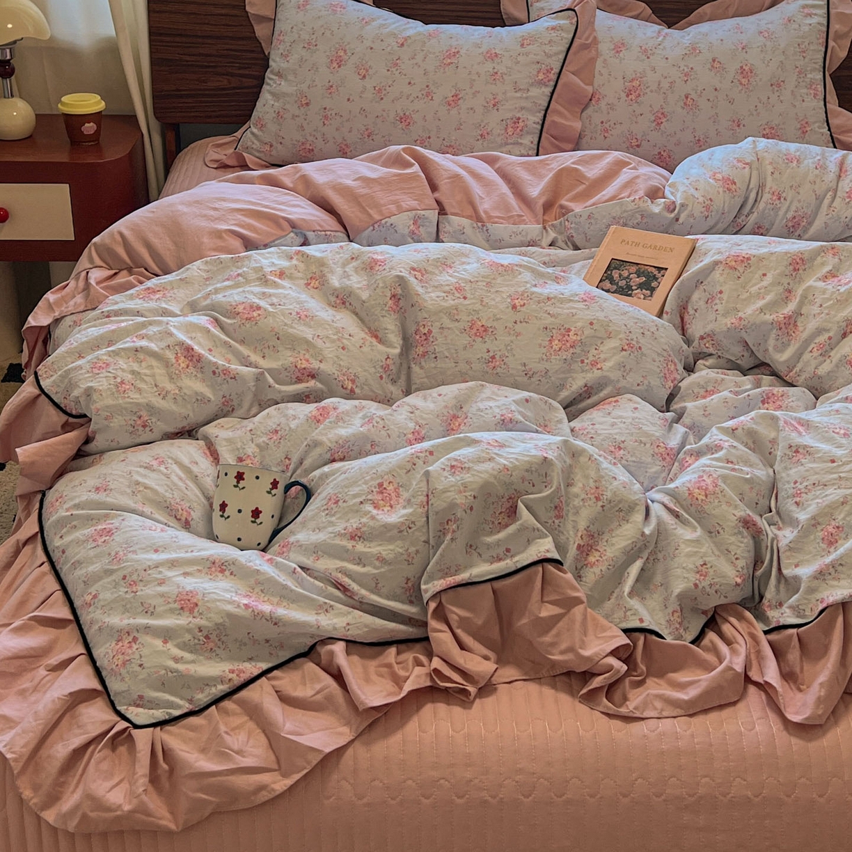 91家纺网 家纺一手货源 找家纺 美梦家纺 2025新款亲肤舒适高克重云感棉床盖四件套 芳草·蓝