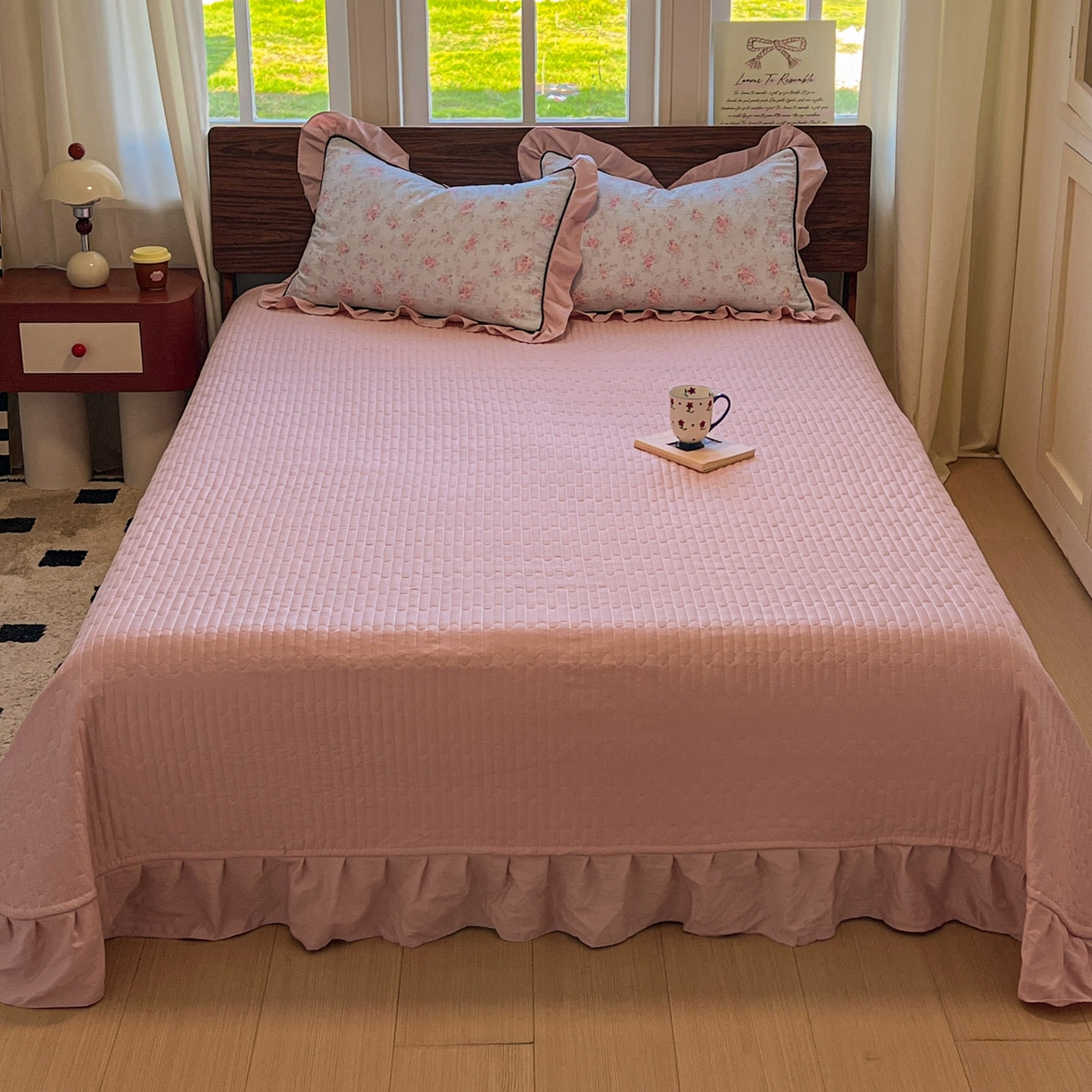 91家纺网 家纺一手货源 找家纺 美梦家纺 2025新款亲肤舒适高克重云感棉床盖四件套 芳草·蓝