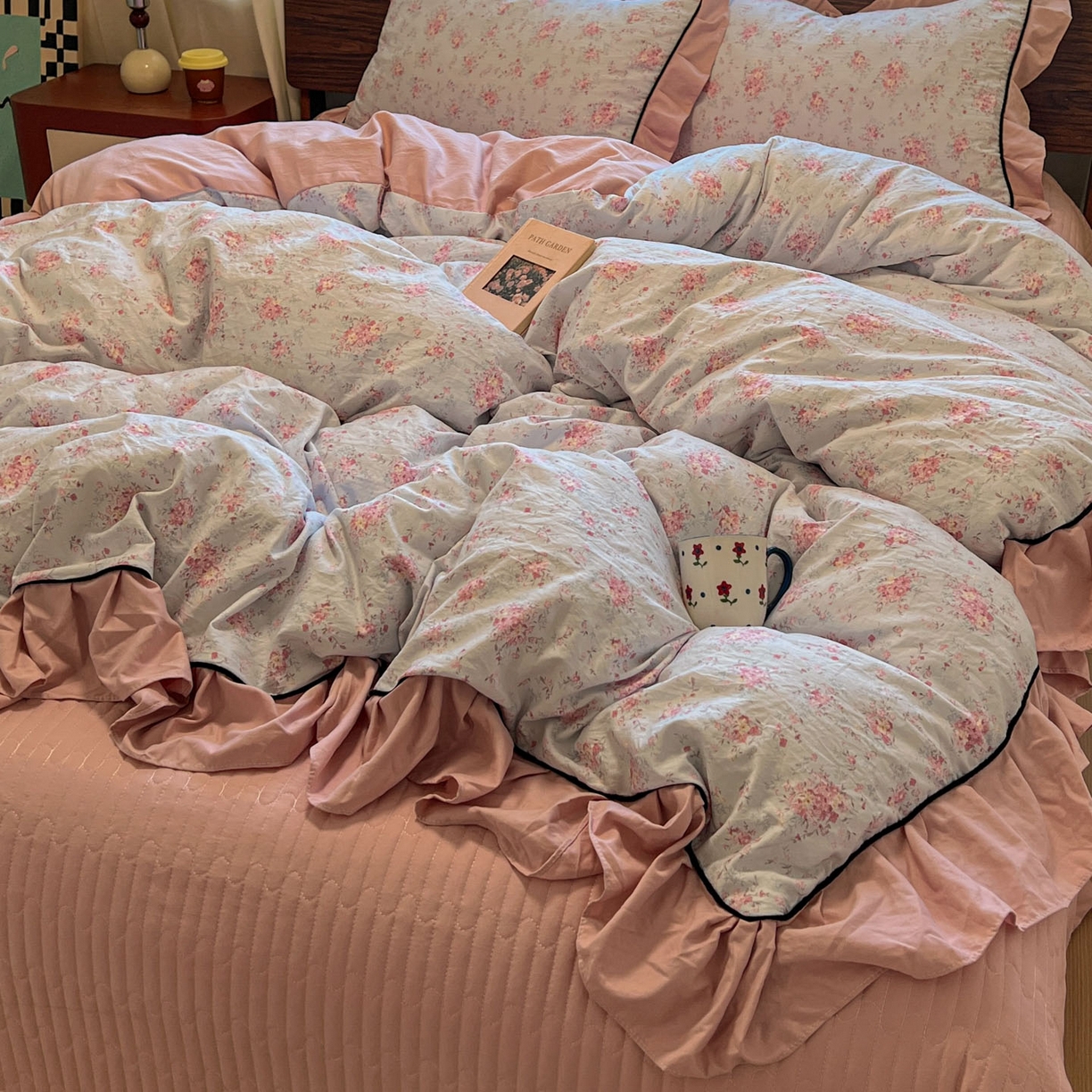 91家纺网 家纺一手货源 找家纺 美梦家纺 2025新款亲肤舒适高克重云感棉床盖四件套 芳草·蓝