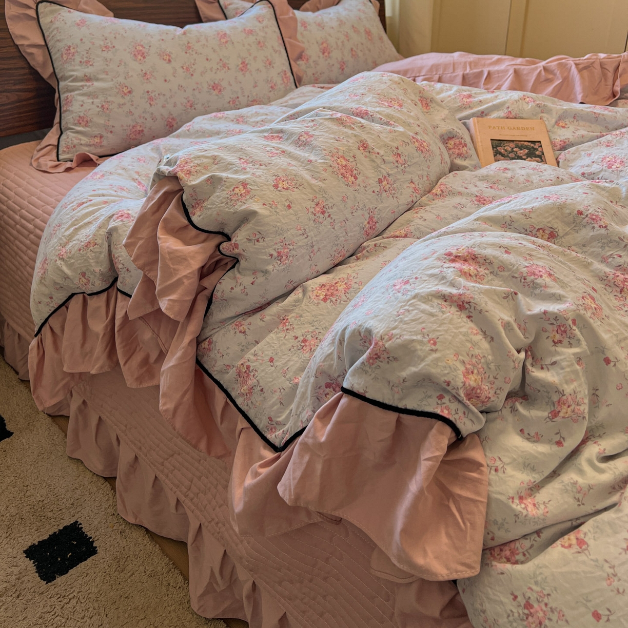 91家纺网 家纺一手货源 找家纺 美梦家纺 2025新款亲肤舒适高克重云感棉床盖四件套 芳草·蓝