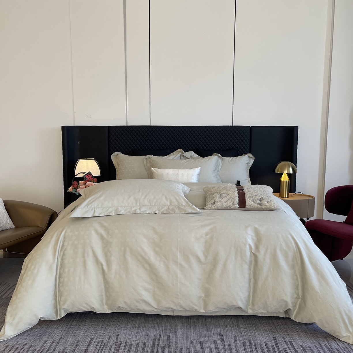 91家纺网 家纺一手货源 找家纺 莱豫家纺 2025秋冬新款长绒棉纯棉提花四件套 圣蒂娅