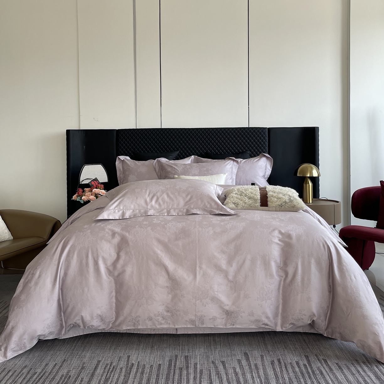 91家纺网 家纺一手货源 找家纺 莱豫家纺 2025秋冬新款长绒棉纯棉提花四件套 佩斯莉