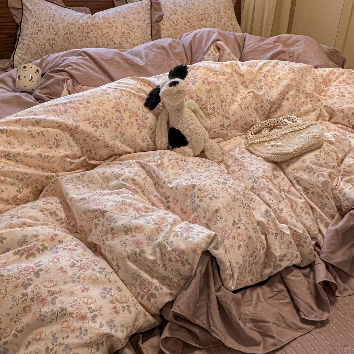 91家纺网 家纺一手货源 找家纺 美梦家纺 2025新款亲肤舒适高克重云感棉床盖四件套 花盏·黄