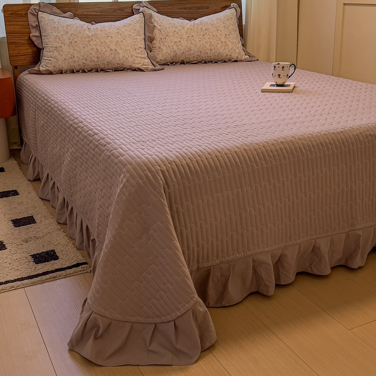 91家纺网 家纺一手货源 找家纺 美梦家纺 2025新款亲肤舒适高克重云感棉床盖四件套 花盏·黄