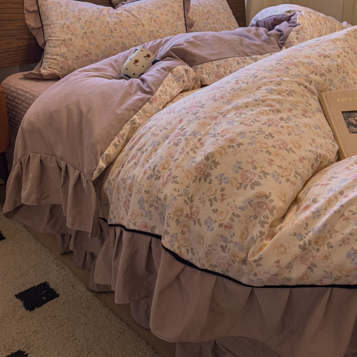 91家纺网 家纺一手货源 找家纺 美梦家纺 2025新款亲肤舒适高克重云感棉床盖四件套 花盏·黄