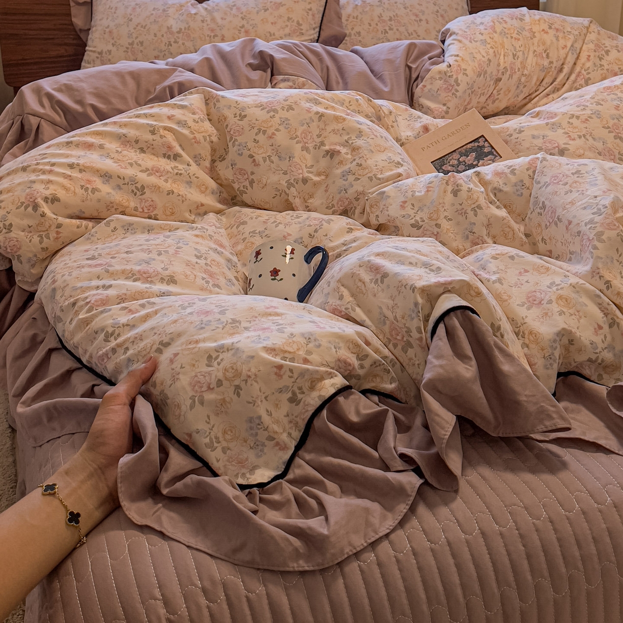 91家纺网 家纺一手货源 找家纺 美梦家纺 2025新款亲肤舒适高克重云感棉床盖四件套 花盏·黄