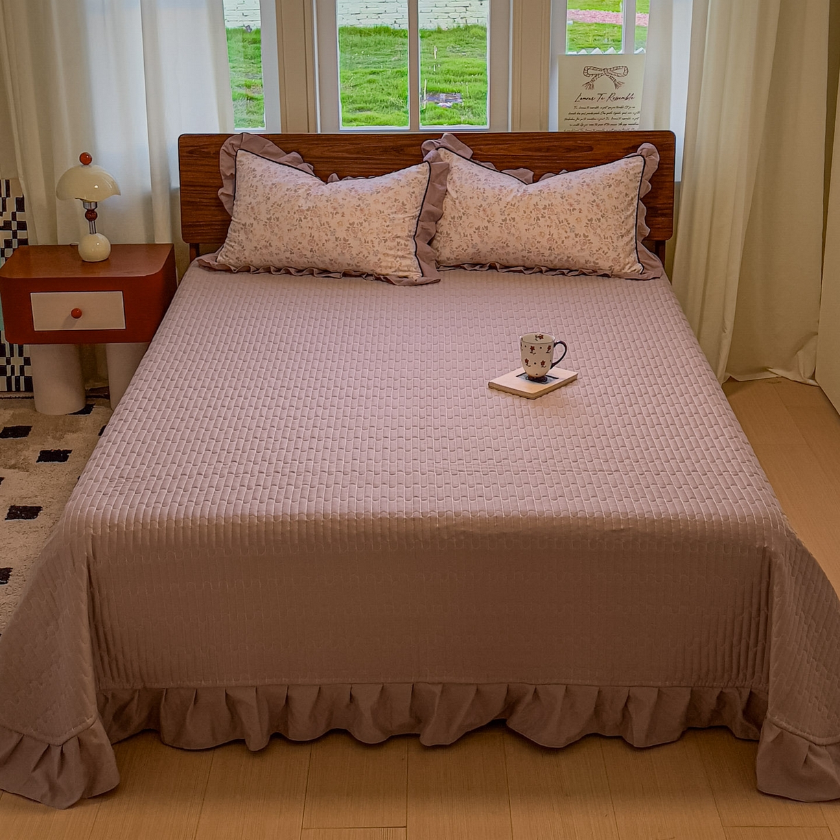 91家纺网 家纺一手货源 找家纺 美梦家纺 2025新款亲肤舒适高克重云感棉床盖四件套 花盏·黄