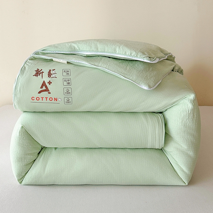91家纺网 家纺一手货源 找家纺 鸣创 2025新款新疆棉花被双拼被子冬被被芯二合一棉花子母被木棉春秋被 青雅绿