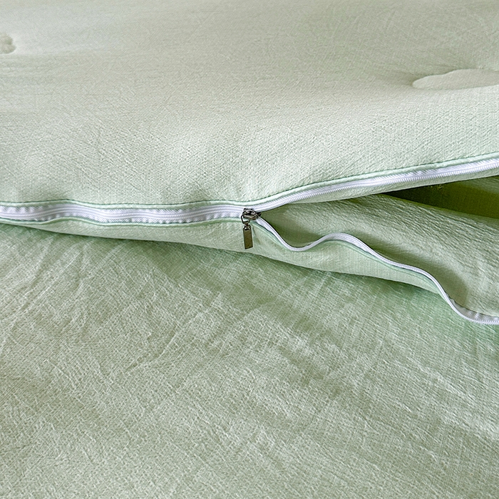 91家纺网 家纺一手货源 找家纺 鸣创 2025新款新疆棉花被双拼被子冬被被芯二合一棉花子母被木棉春秋被 青雅绿