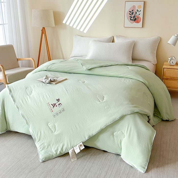 91家纺网 家纺一手货源 找家纺 鸣创 2025新款新疆棉花被双拼被子冬被被芯二合一棉花子母被木棉春秋被 青雅绿