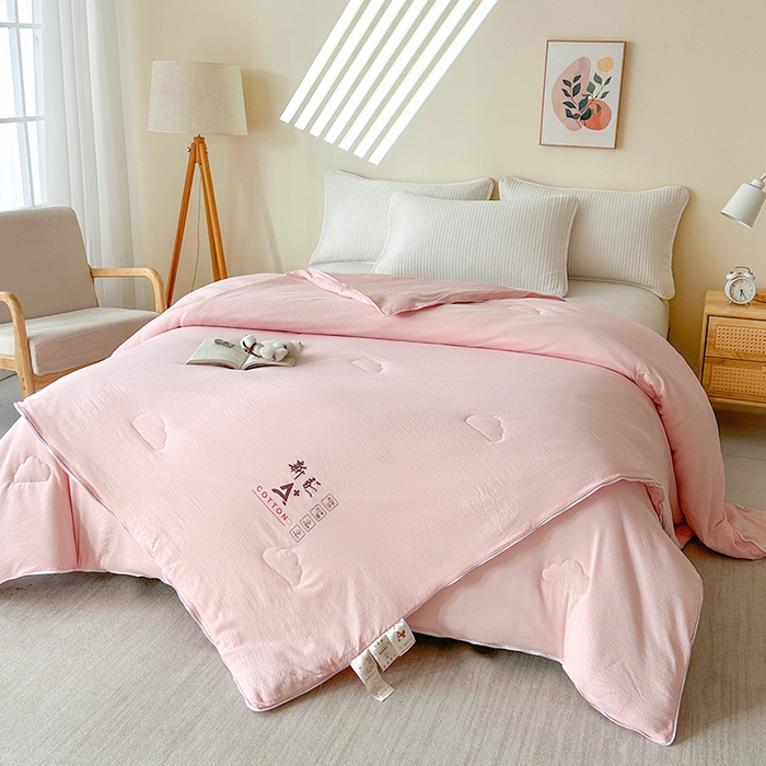 91家纺网 家纺一手货源 找家纺 鸣创 2025新款新疆棉花被双拼被子冬被被芯二合一棉花子母被木棉春秋被 仙女粉