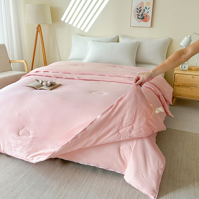 91家纺网 家纺一手货源 找家纺 鸣创 2025新款新疆棉花被双拼被子冬被被芯二合一棉花子母被木棉春秋被 仙女粉