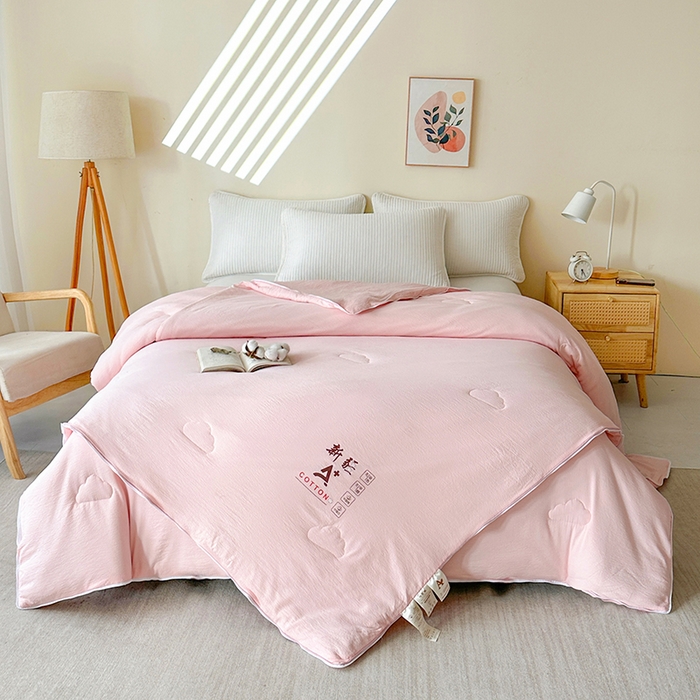 91家纺网 家纺一手货源 找家纺 鸣创 2025新款新疆棉花被双拼被子冬被被芯二合一棉花子母被木棉春秋被 仙女粉