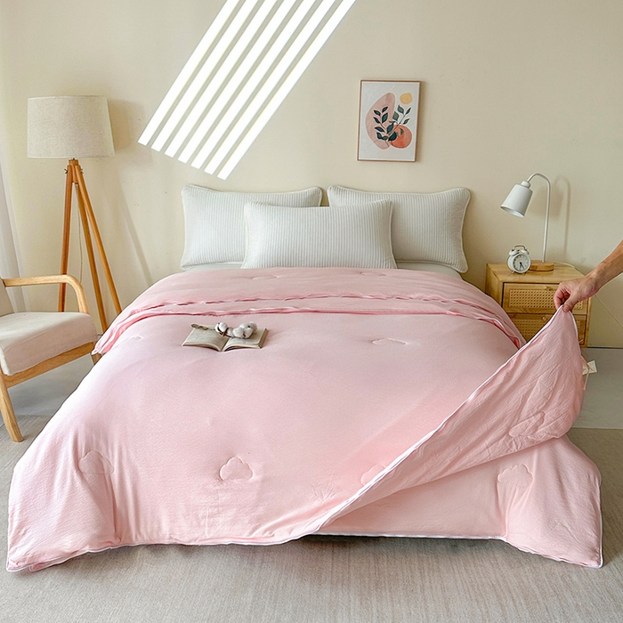 91家纺网 家纺一手货源 找家纺 鸣创 2025新款新疆棉花被双拼被子冬被被芯二合一棉花子母被木棉春秋被 仙女粉