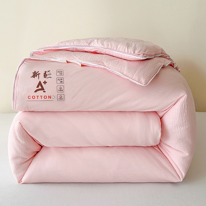 91家纺网 家纺一手货源 找家纺 鸣创 2025新款新疆棉花被双拼被子冬被被芯二合一棉花子母被木棉春秋被 仙女粉