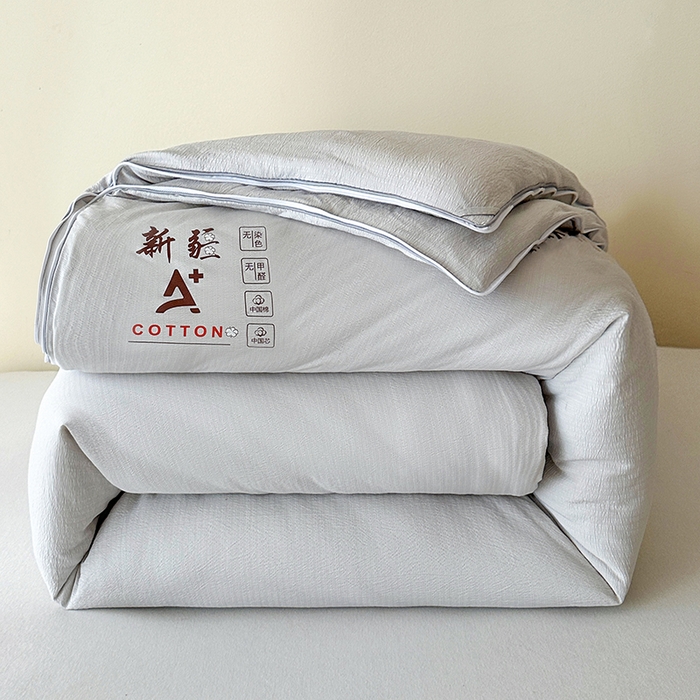 91家纺网 家纺一手货源 找家纺 鸣创 2025新款新疆棉花被双拼被子冬被被芯二合一棉花子母被木棉春秋被 雅士灰