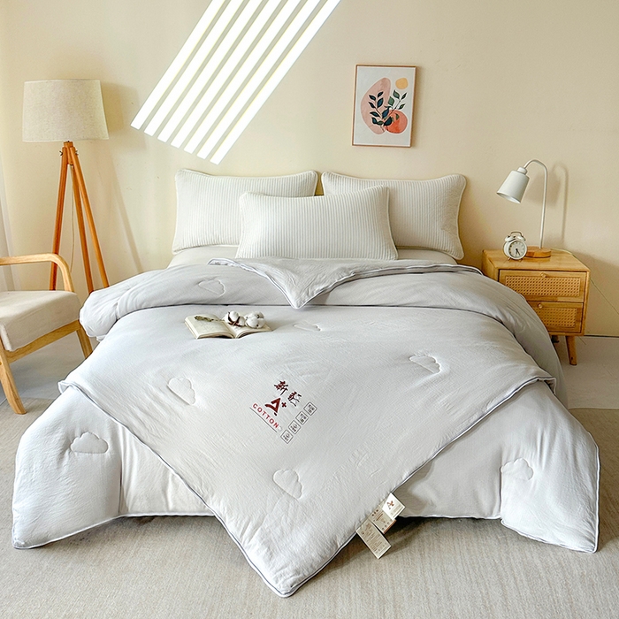 91家纺网 家纺一手货源 找家纺 鸣创 2025新款新疆棉花被双拼被子冬被被芯二合一棉花子母被木棉春秋被 雅士灰