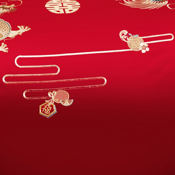 91家纺网 家纺一手货源 找家纺 柏拉图 2025新款100s长绒棉纯棉贡缎提花婚庆系列四件套多件套3 乘龙配凤