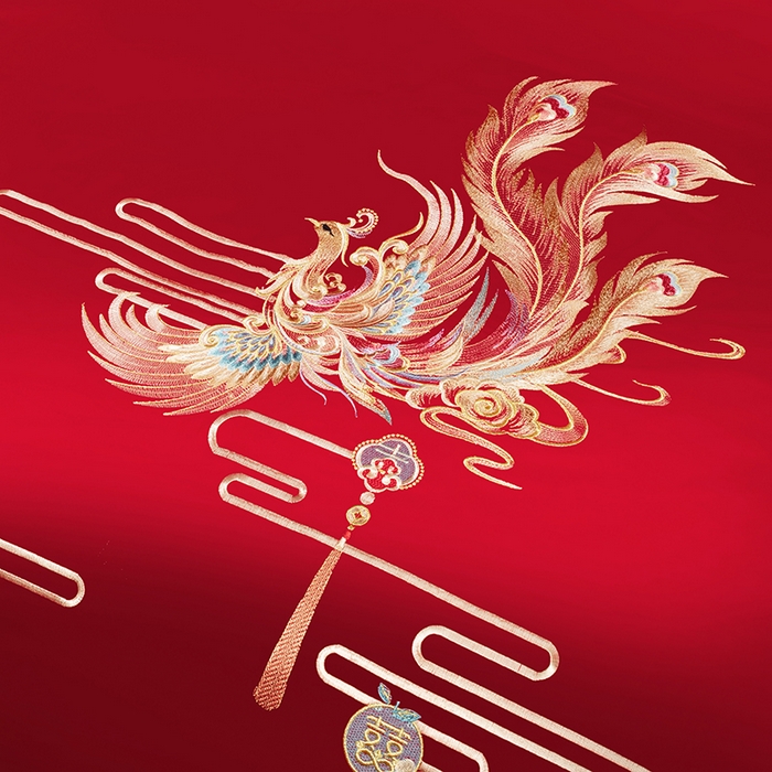 91家纺网 家纺一手货源 找家纺 柏拉图 2025新款100s长绒棉纯棉贡缎提花婚庆系列四件套多件套3 乘龙配凤