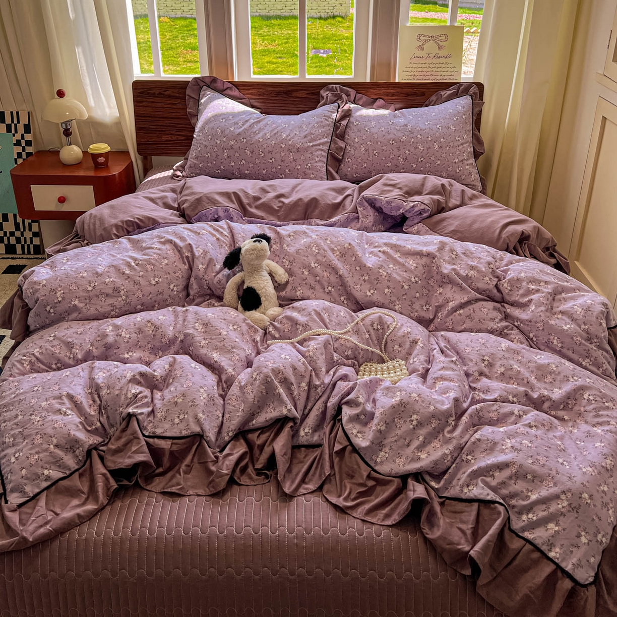 91家纺网 家纺一手货源 找家纺 美梦家纺 2025新款亲肤舒适高克重云感棉床盖四件套 梦华录·红