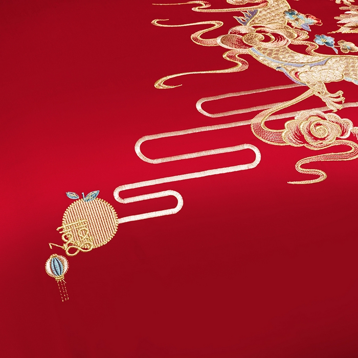 91家纺网 家纺一手货源 找家纺 柏拉图 2025新款100s长绒棉纯棉贡缎提花婚庆系列四件套多件套3 乘龙配凤