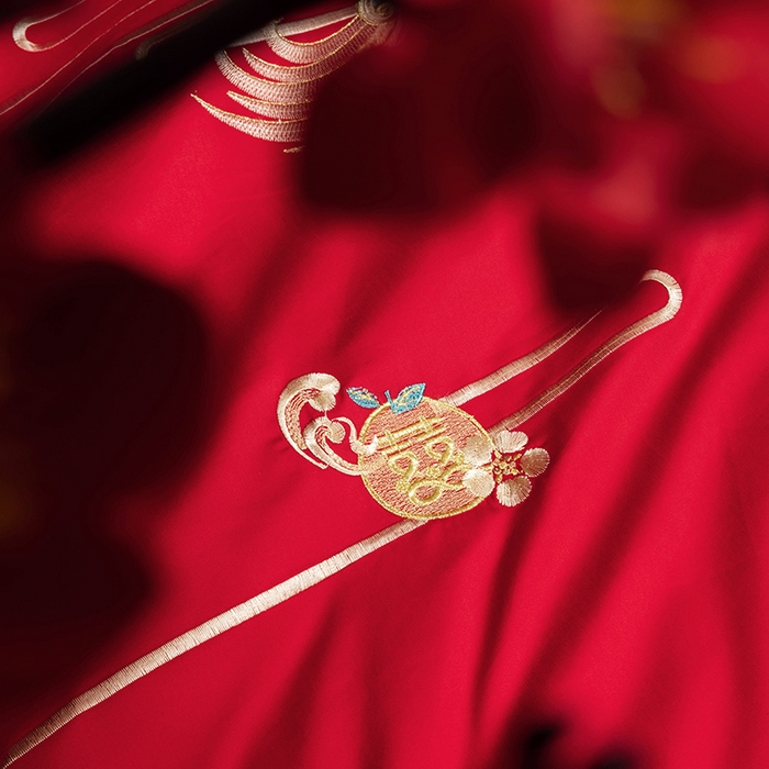 91家纺网 家纺一手货源 找家纺 柏拉图 2025新款100s长绒棉纯棉贡缎提花婚庆系列四件套多件套3 乘龙配凤