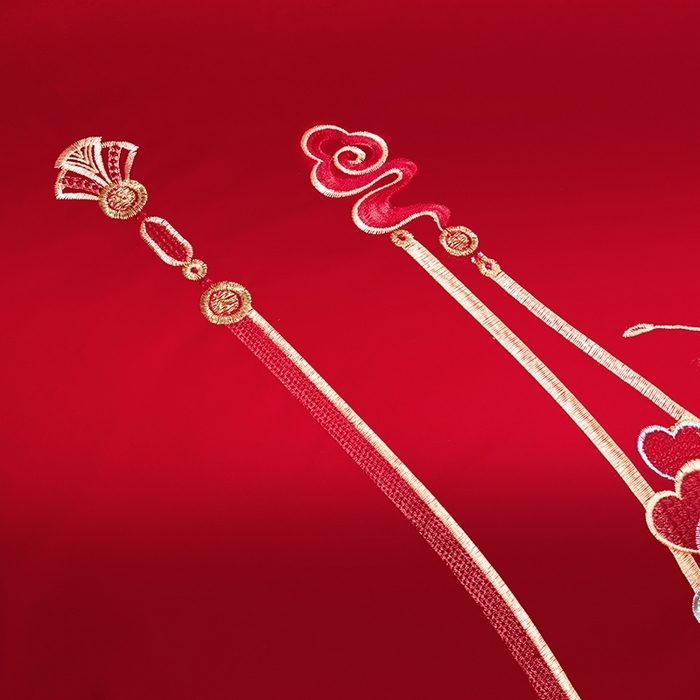 91家纺网 家纺一手货源 找家纺 柏拉图 2025新款100s长绒棉纯棉贡缎提花婚庆系列四件套多件套3 情定花开