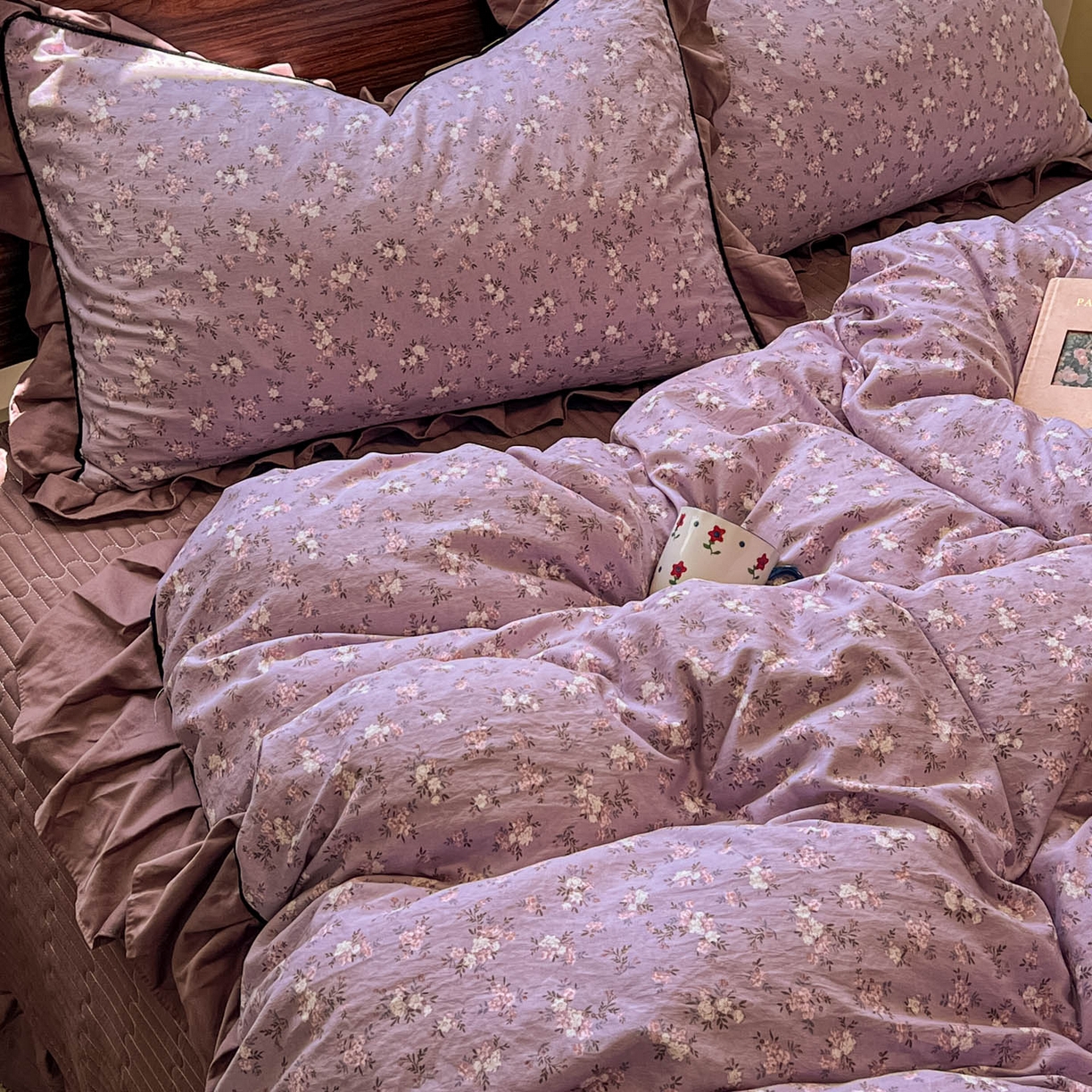 91家纺网 家纺一手货源 找家纺 美梦家纺 2025新款亲肤舒适高克重云感棉床盖四件套 梦华录·红