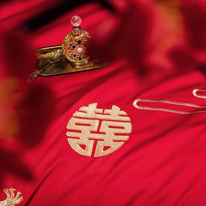 91家纺网 家纺一手货源 找家纺 柏拉图 2025新款100s长绒棉纯棉贡缎提花婚庆系列四件套多件套3 乘龙配凤