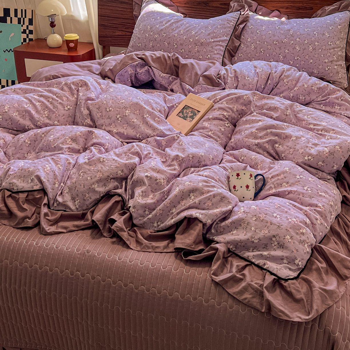 91家纺网 家纺一手货源 找家纺 美梦家纺 2025新款亲肤舒适高克重云感棉床盖四件套 梦华录·红