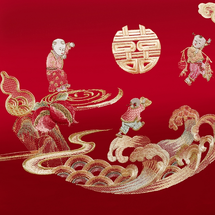 91家纺网 家纺一手货源 找家纺 柏拉图 2025新款100s长绒棉纯棉贡缎提花婚庆系列四件套多件套3 百子旺福