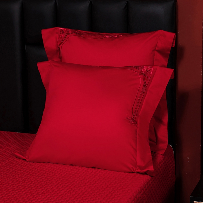 91家纺网 家纺一手货源 找家纺 柏拉图 2025新款100s长绒棉纯棉贡缎提花婚庆系列四件套多件套3 朵朵爱恋红