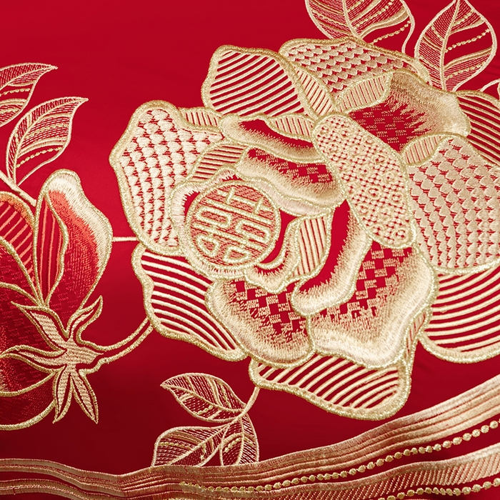 91家纺网 家纺一手货源 找家纺 柏拉图 2025新款100s长绒棉纯棉贡缎提花婚庆系列四件套多件套3 缘定一生