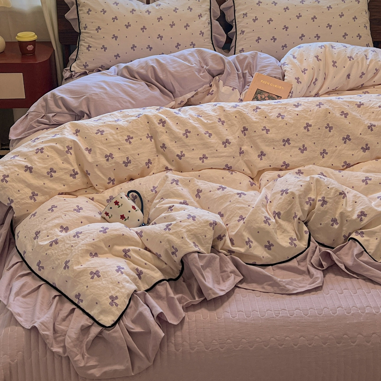 美梦家纺 2025新款亲肤舒适高克重云感棉床盖四件套 若梦·紫