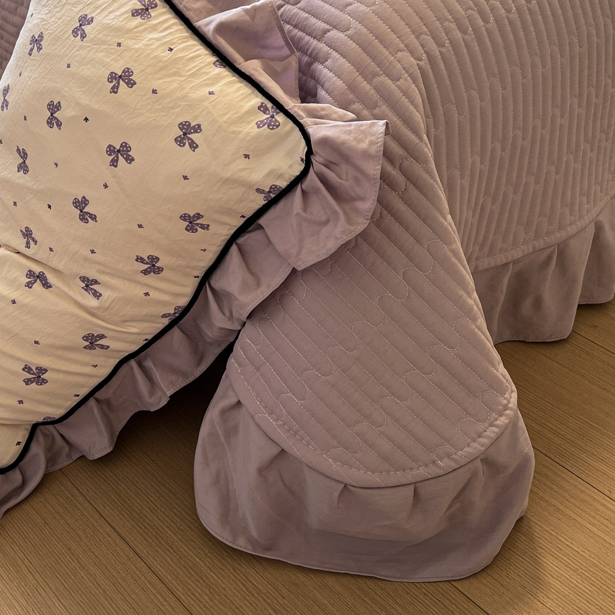 91家纺网 家纺一手货源 找家纺 美梦家纺 2025新款亲肤舒适高克重云感棉床盖四件套 若梦·紫