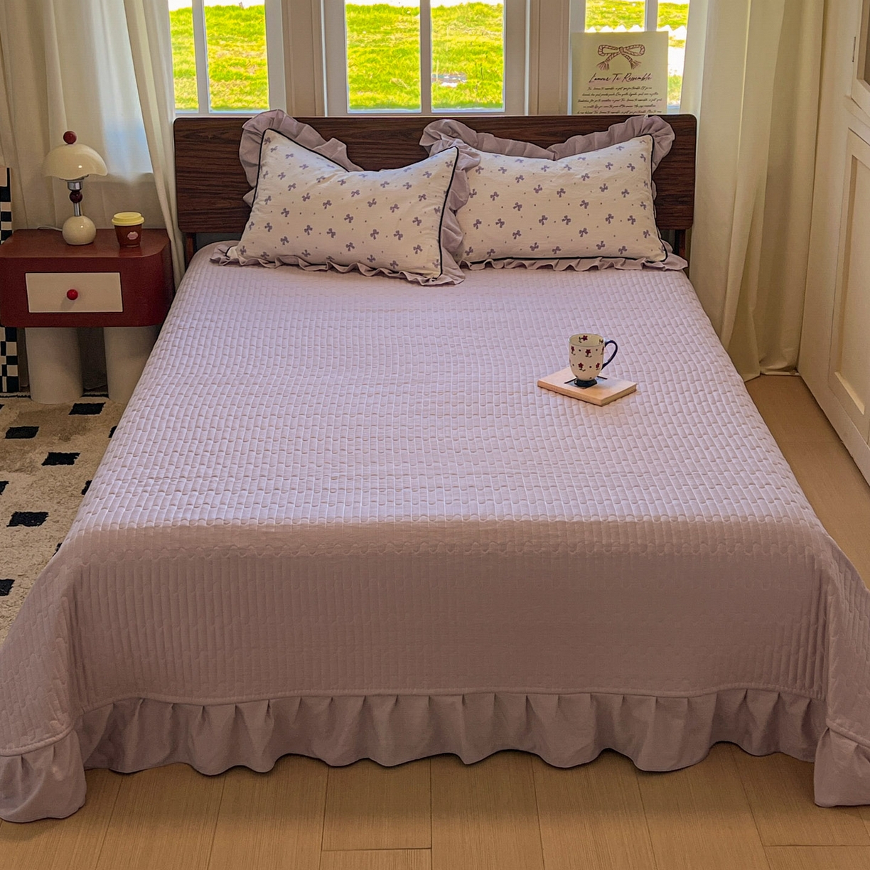 91家纺网 家纺一手货源 找家纺 美梦家纺 2025新款亲肤舒适高克重云感棉床盖四件套 若梦·紫