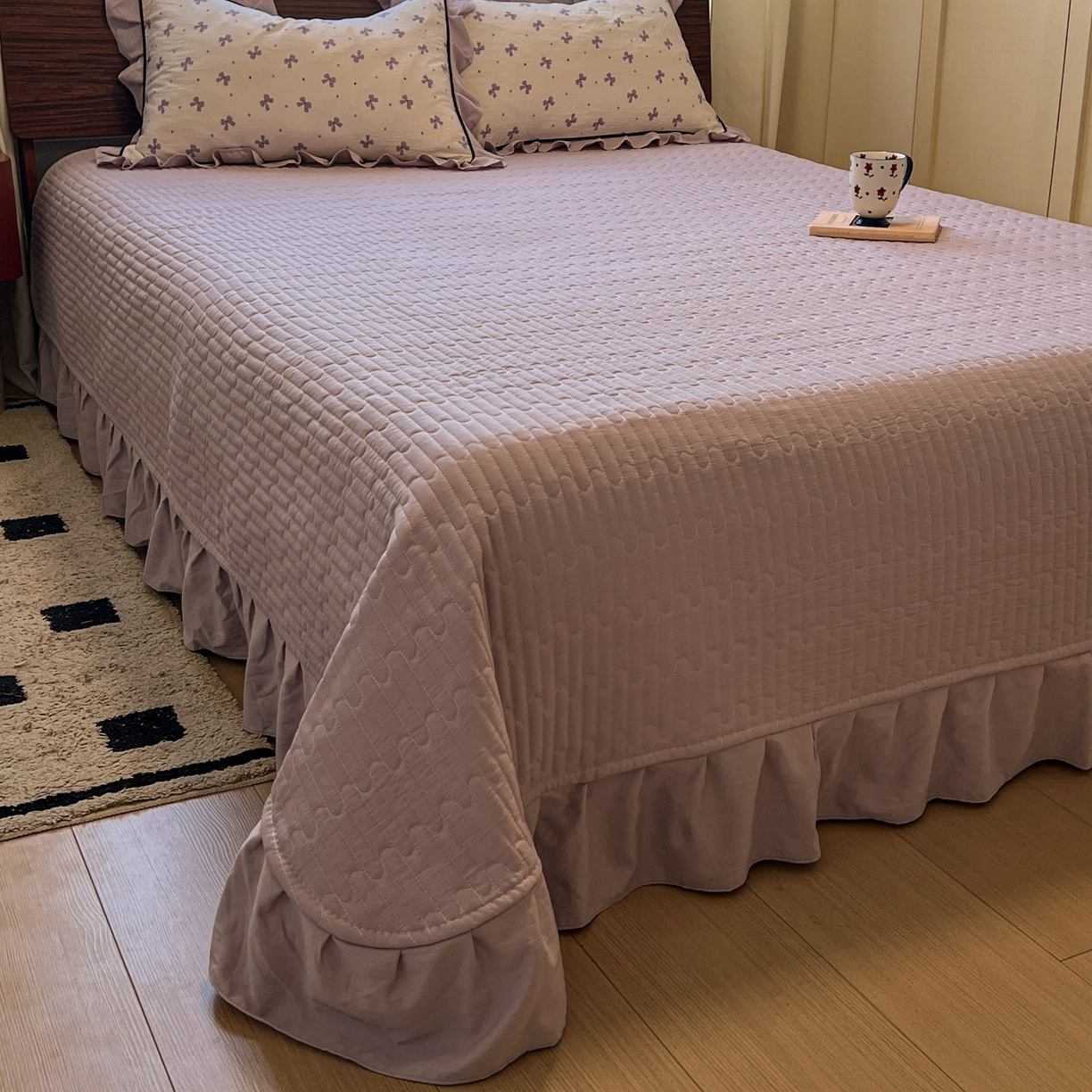 91家纺网 家纺一手货源 找家纺 美梦家纺 2025新款亲肤舒适高克重云感棉床盖四件套 若梦·紫