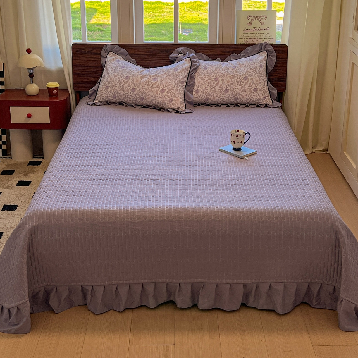 91家纺网 家纺一手货源 找家纺 美梦家纺 2025新款亲肤舒适高克重云感棉床盖四件套 若影·紫