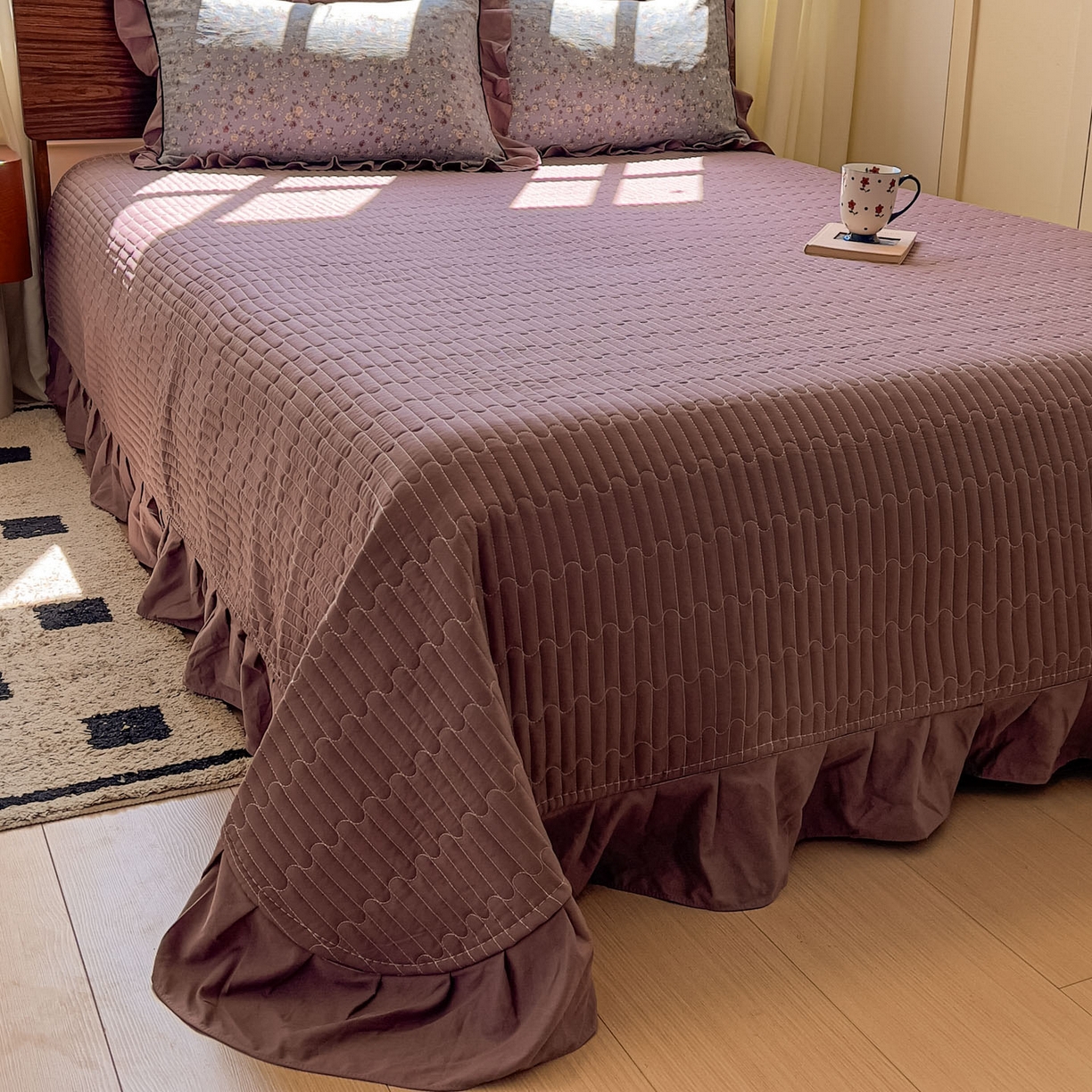 91家纺网 家纺一手货源 找家纺 美梦家纺 2025新款亲肤舒适高克重云感棉床盖四件套 桐秋·红