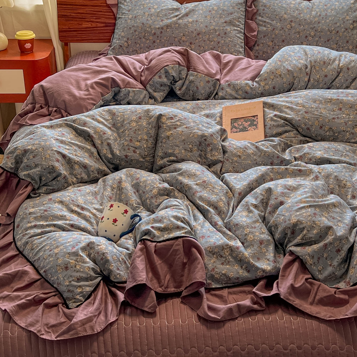 91家纺网 家纺一手货源 找家纺 美梦家纺 2025新款亲肤舒适高克重云感棉床盖四件套 桐秋·红