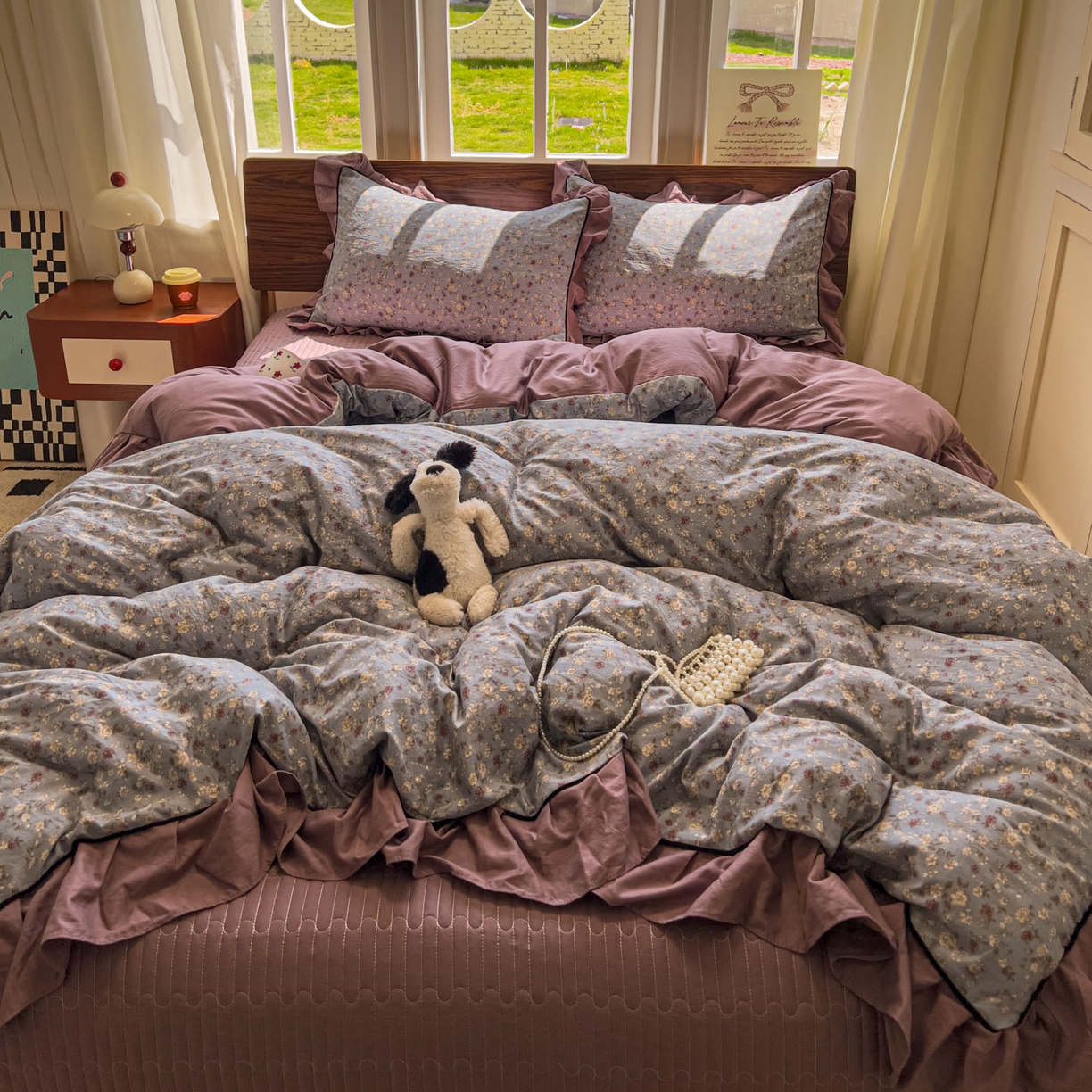 91家纺网 家纺一手货源 找家纺 美梦家纺 2025新款亲肤舒适高克重云感棉床盖四件套 桐秋·红